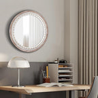 Reflinto 24 Inch Boho Wooden Round Mirror - Image 4