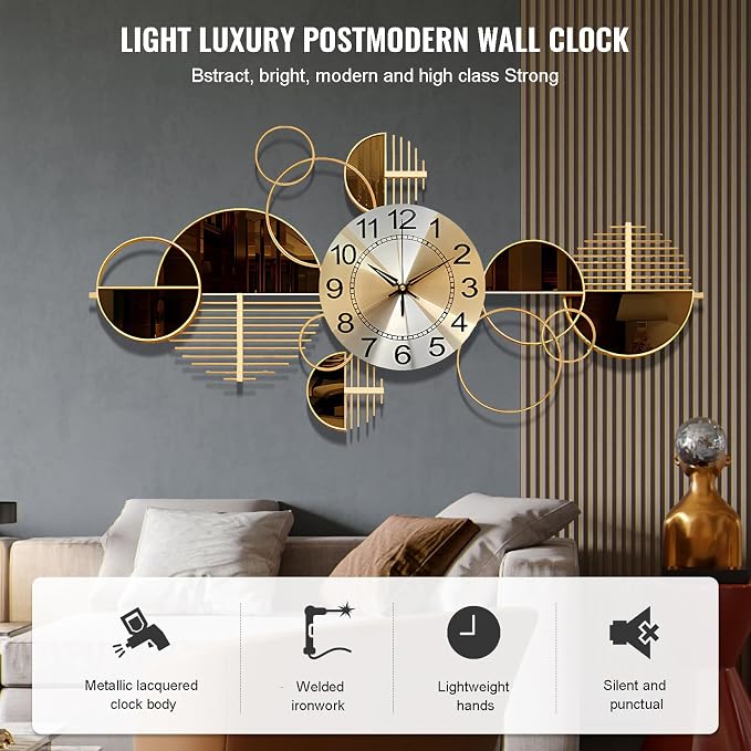 Metal Wall Clock Decorative 3D Metal Wall Art Clock - Image 2