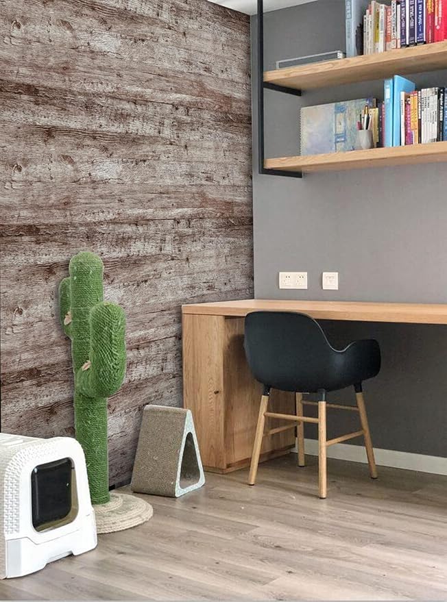 Dimoon 236"x17.7" Wood Stick and Peel Wallpaper Dark Grey Brown Wood Contact - Image 8
