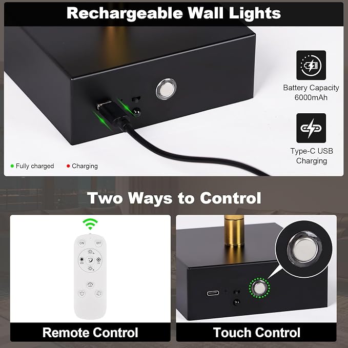 Battery Operated Wall Sconce Set of Two - Image 5