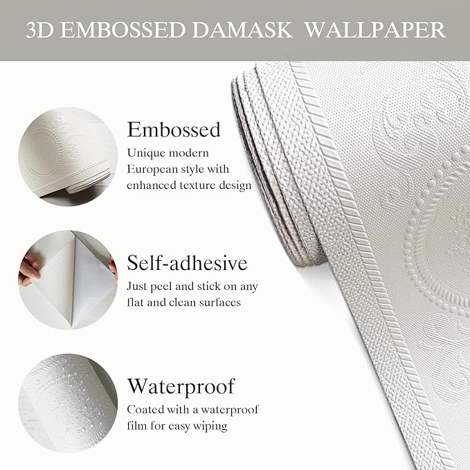 JiffDiff Wallpaper Peel and Stick Textured, 3D Embossed Wall Paper Stick on - Image 7