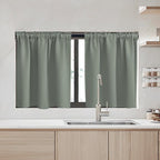 RYB HOME Small Window Curtains, 34 Width x 30 Length, 2 Panels, Sage Green by RYBHOME