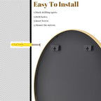 VooBang Gold Round Bathroom Mirror, 30 inch Circle Wall Mounted Hanging Mirror - Image 6
