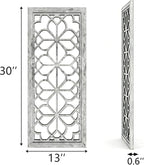 Set of 2 13x30 Inch Large Grey Shatterproof Carved Floral Wood Frame Wall - Image 2