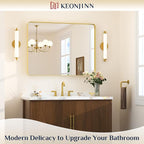 Keonjinn Gold Bathroom Mirrors for Over Sink, 40” x 30” Brushed Brass Mirror - Image 2