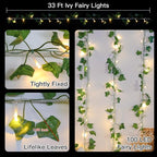 suddus Vine with Fairy Lights Plug in, 33ft 100 LED Ivy String Lights - Image 4