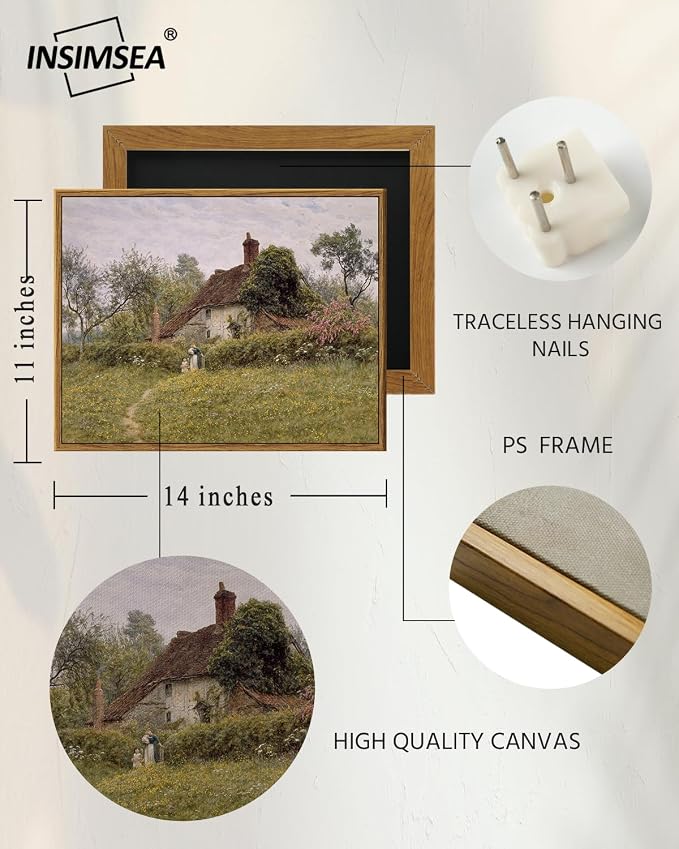 InSimSea Framed Canvas Wall Art Vintage Decor, Landscape Wall Art Prints - Image 4