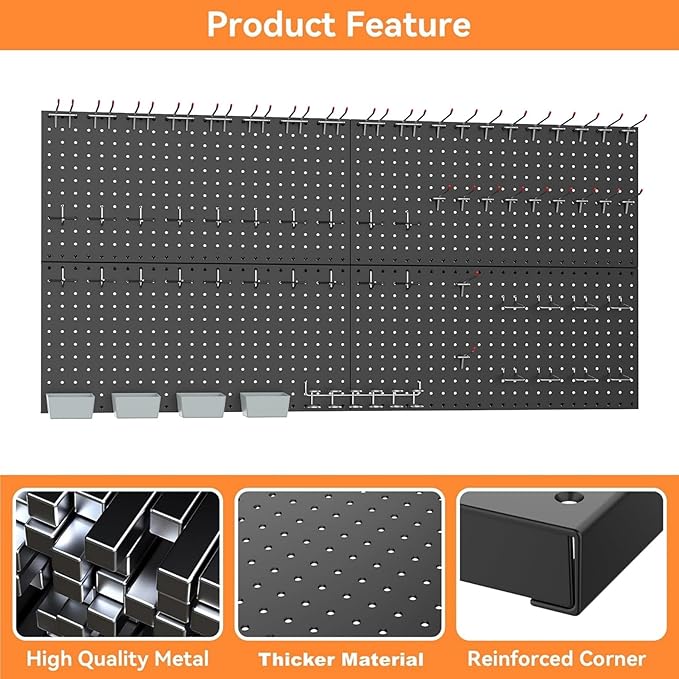 WALMANN Metal Pegboard Panels for Wall Tools Storage Pegboard for Garage - Image 4