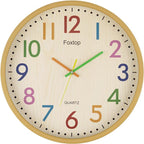 Foxtop 14 Inch Kids Wall Clock Silent Non-Ticking Battery Operated Colorful by Foxtop