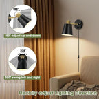 Lomoky Plug in Wall Sconces Set of 2, Dimmable Wall Lights - Image 3