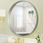 TETOTE Silver Round Mirror for Bathroom, 30 Inch Modern Circle Mirrors by TETOTE