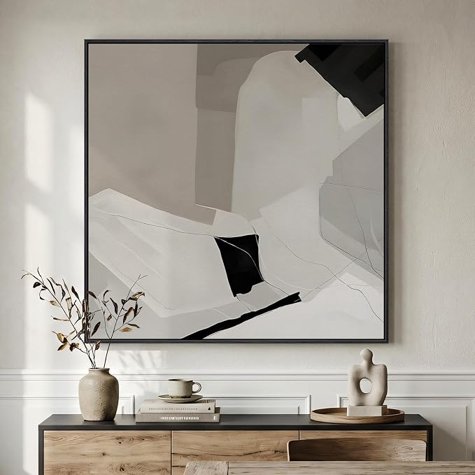 Extra Large Framed Black and White Abstract Wall Art by Cuspin