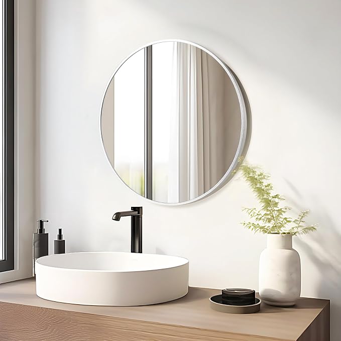 Fabuday Silver Round Mirror for Wall 24 inch - Image 4