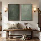Large Framed Green Abstract Wall Art, 2 Piece Modern Canvas Art Prints Paintings - Image 2