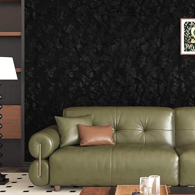 Wallercity Black Floral Velvet Peel and Stick Wallpaper Soft Flocking Fabric - Image 5