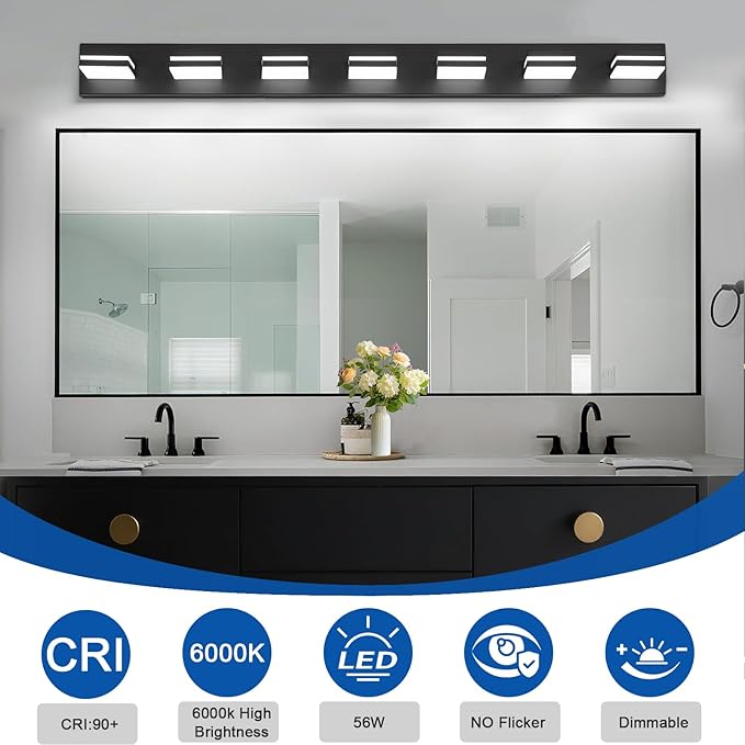 IZORRO LED Modern Bathroom Lights Fixtures, Matte Black Acrylic Wall Lighting - Image 4