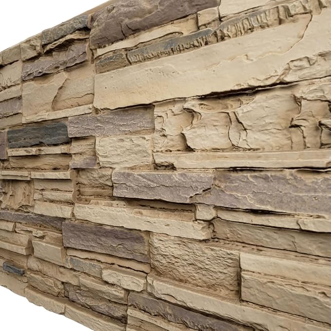 EverStone Cascade Faux Stone Panel, 48 5/8"W x 24 3/4"H x 1 1/4"D, Adobe Color - Image 7