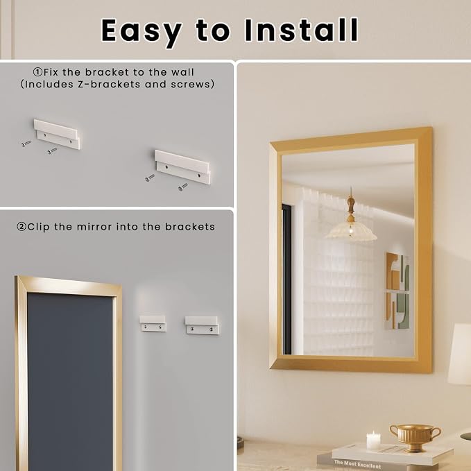 Amorho 40x32 Inch Bathroom Mirror, Wall-Mounted Mirrors Perfect - Image 7