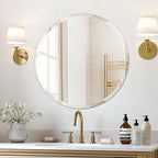 USHOWER Frameless Round Bathroom Mirror 24", Circle Vanity Mirror by USHOWER