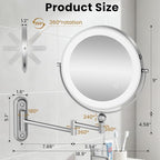 9" Wall Mounted LED Lighted Makeup Vanity Mirror - 4000mAh Rechargeable Double - Image 2