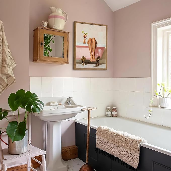 Funny Girl Bathroom Wall Art Pink Cute Girly Bathtub Wall Decor Picture - Image 5