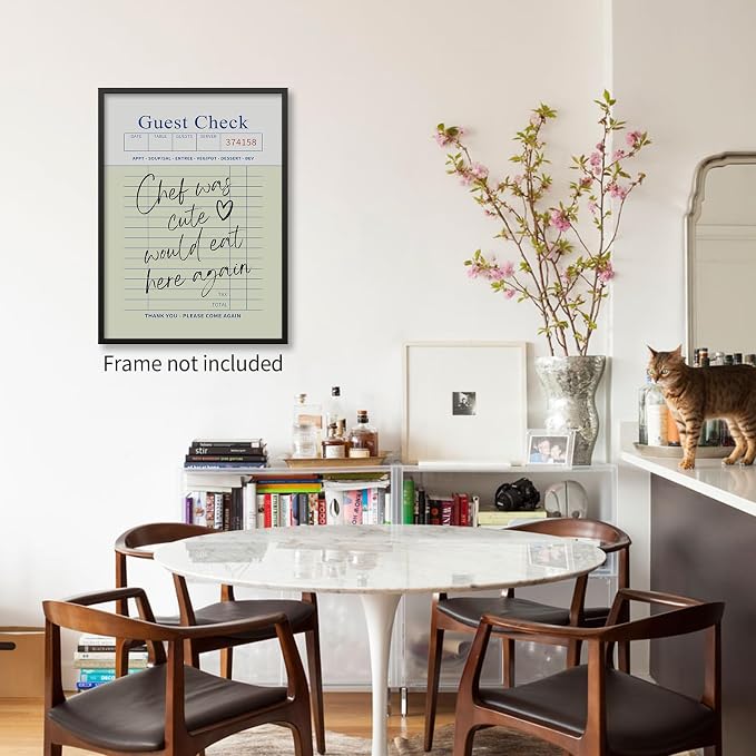 Trendy Kitchen Wall Art Guest Check Prints Chef Was Cute Would Eat Here Again - Image 3