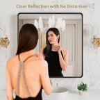 LOAAO 38x38 Inch Black Metal Framed Bathroom Mirror - Image 2