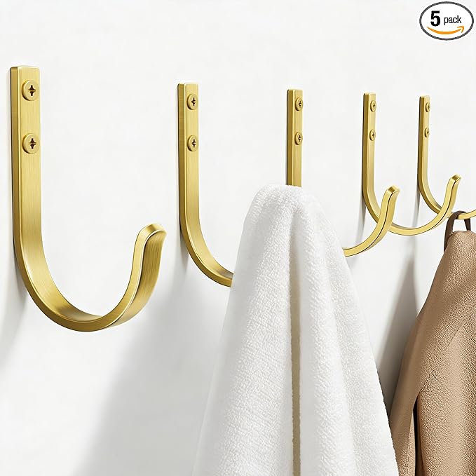 Wall Hooks for Hanging Towel/Coat - 22LB Screw in Metal Hanger Wall Mount by Josmimic