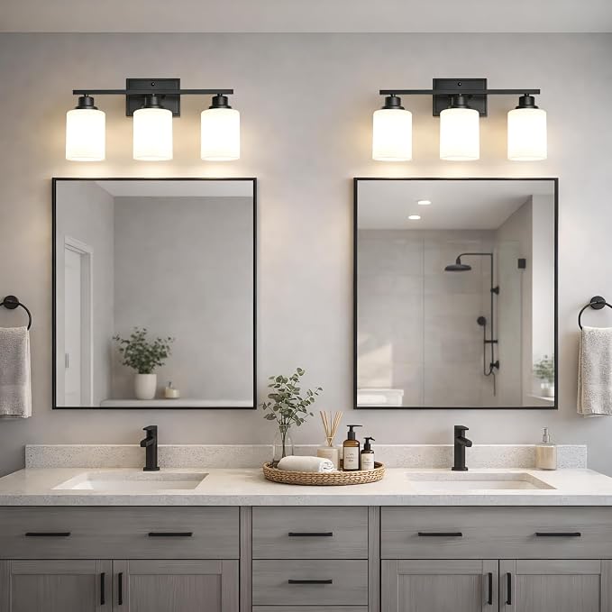 Unicozin 3-Light Bathroom Light Fixtures, Modern Black Vanity Light Over Mirror - Image 9