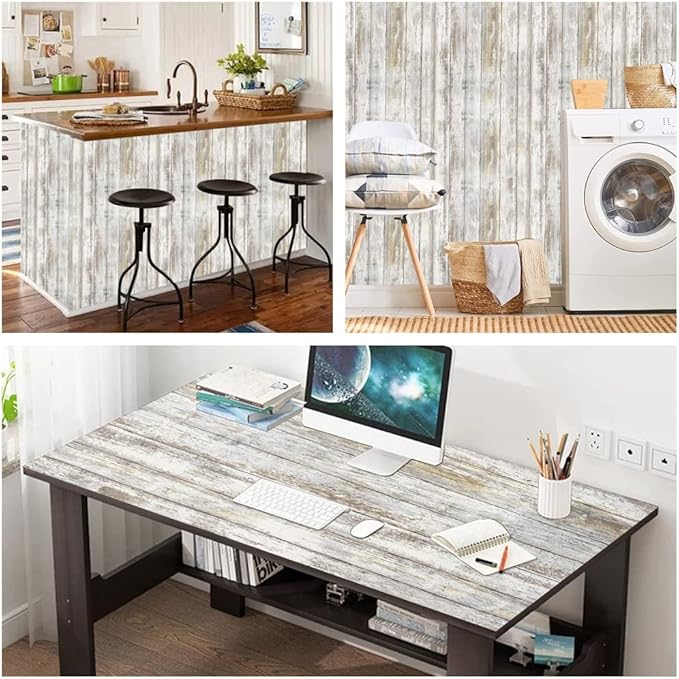 Arthome 17x240'' Gray Rustic Wood Contact Paper Peel and Stick Self-Adhesive - Image 5