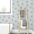 17.3" x 196.8" Vintage Blue Floral Wallpaper Peel and Stick Boho Wallpaper - Image 9