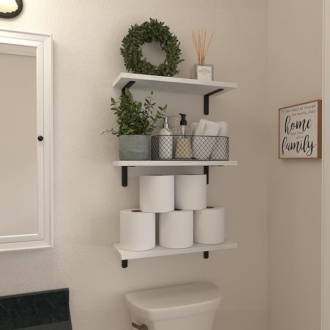 WOPITUES White Floating Shelves Set of 6, Wood - Image 4