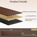 4 Pack Wood Panels for Wall, 47.24" x 12.79" Acoustic Wood Slat Wall Panel for - Image 2