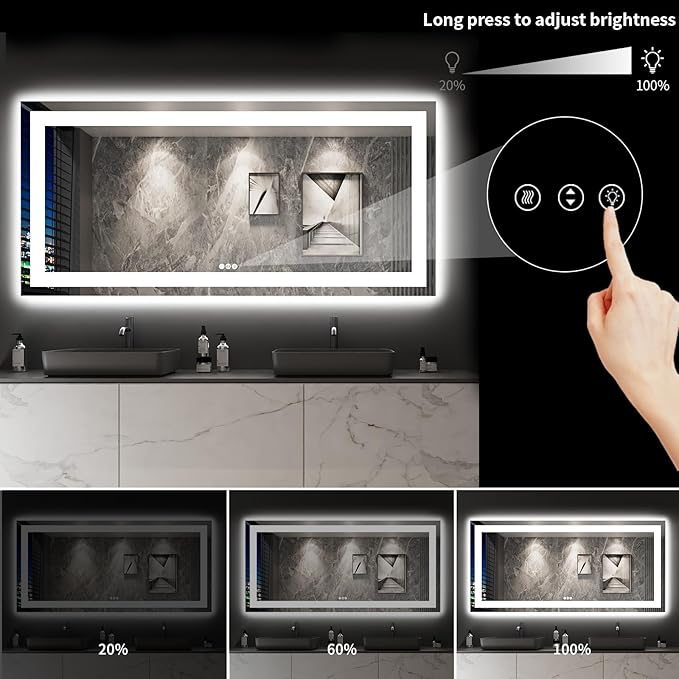 LOAAO 84"X40" LED Bathroom Mirror - Image 4