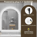 Arched LED Mirror for Bathroom 30"x36", 3 Color Changing, Touch Sensor - Image 6