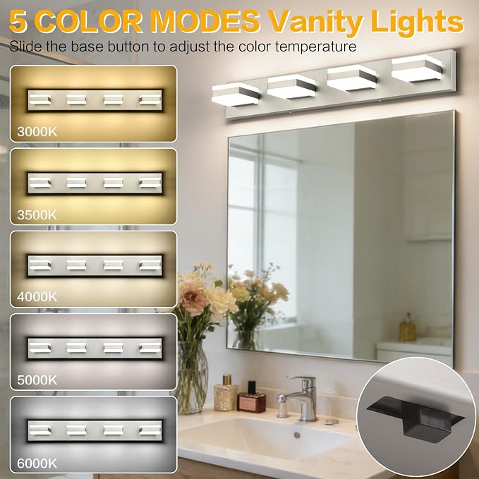 SOLFART Bathroom Vanity Lights, Adjustable Brushed Nickel Vanity Light - Image 3