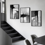 Large Framed Black and White Gray Abstract Wall Art - Image 2