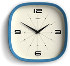 JONES CLOCKS® Pulsar wall Clock | Square Rounded Retro Clock | 10 inch | Blue | by JONESCLOCKS