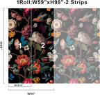 Zeeko Floral Wallpaper Black Peel and Stick Wall Mural Canvas Fabric Vintage - Image 7