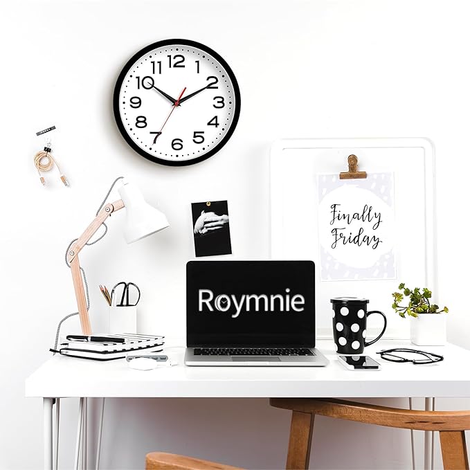 Roymnie Wall Clock Silent Non-Ticking Modern Clock Battery Operated 10 Inch - Image 5