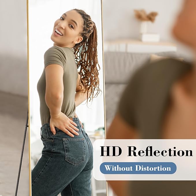 DUMOS Full Length Mirror with Stand, Standing Full Body Mirror with - Image 2