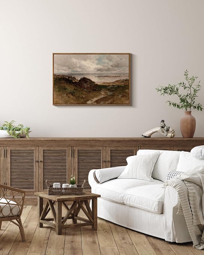 InSimSea Framed Canvas Wall Art Vintage Decor, Seaside Path Wilderness - Image 3