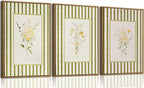 KISSFOX 3 Piece Floral Framed Wall Art Wildflower Canvas Wall Art Flower by KISSFOX