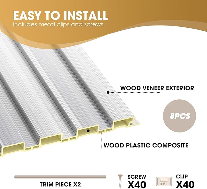 OUZUGIE WPC Acoustic Slat Wall Paneling, Living Room, TV Background, Study Room - Image 4