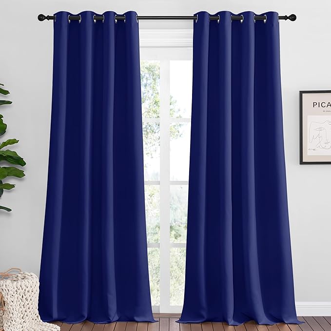 NICETOWN Navy Blue Blackout Curtains 90 inches Length by NICETOWN