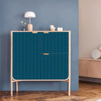 Erfoni Blue and White Peel and Stick Wallpaper Modern Herringbone Contact Paper - Image 4