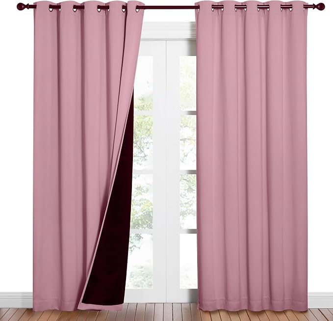 NICETOWN Crystal Pink Full Shade Curtain Panels, Pair of Energy Smart & Noise by NICETOWN