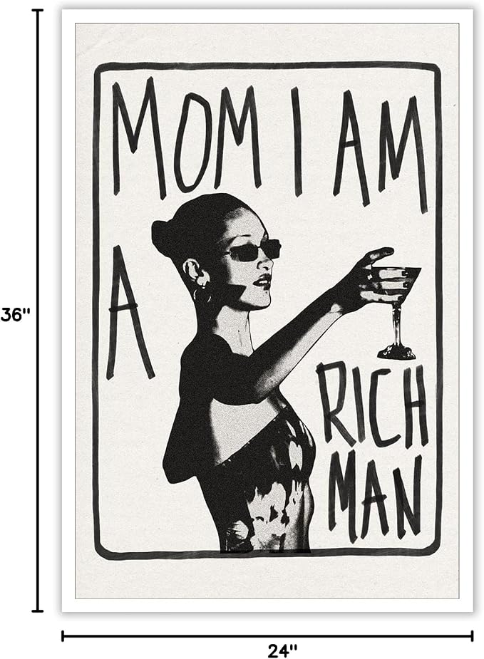 Liyark Mom I Am A Rich Man Aesthetic Retro Music Goblet Poster Feminist canvas - Image 8