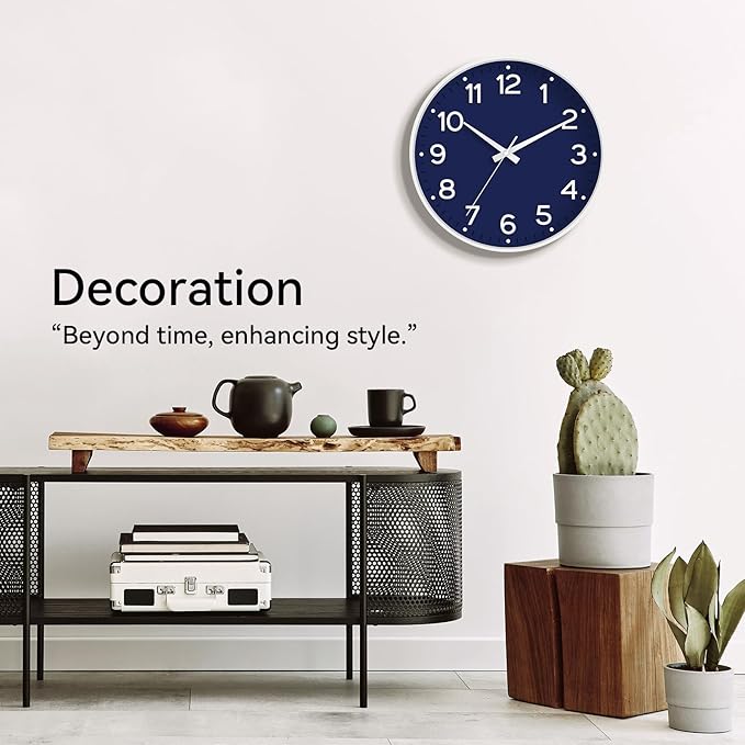 Roymnie Wall Clock, 10 Inch Silent Wall Clocks Battery Operated-Modern Non - Image 5