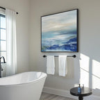 Framed Blue Abstract Wall Art for Living Room, Large Coastal Canvas Artwork for - Image 4